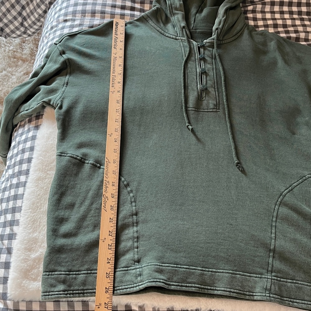 AERIE Oversized Beach Weekend Pullover Henley Hoodie in Forest Green Size Small - Picture 11 of 16